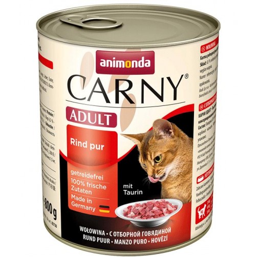 کنسرو پروتئین خالص گاو CARNY مخصوص گربه بالغ/ 800 گرمی